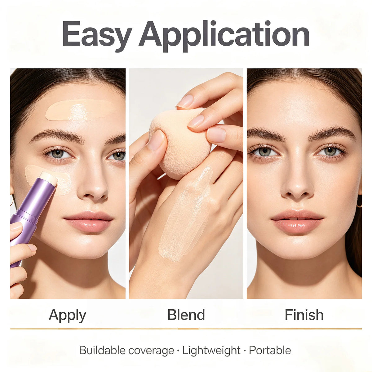 3 Color Changing Foundation 2 in 1 Concealer with Brush for Hydrating Long Lasting Matte Base Makeup Light Coverage Concealer