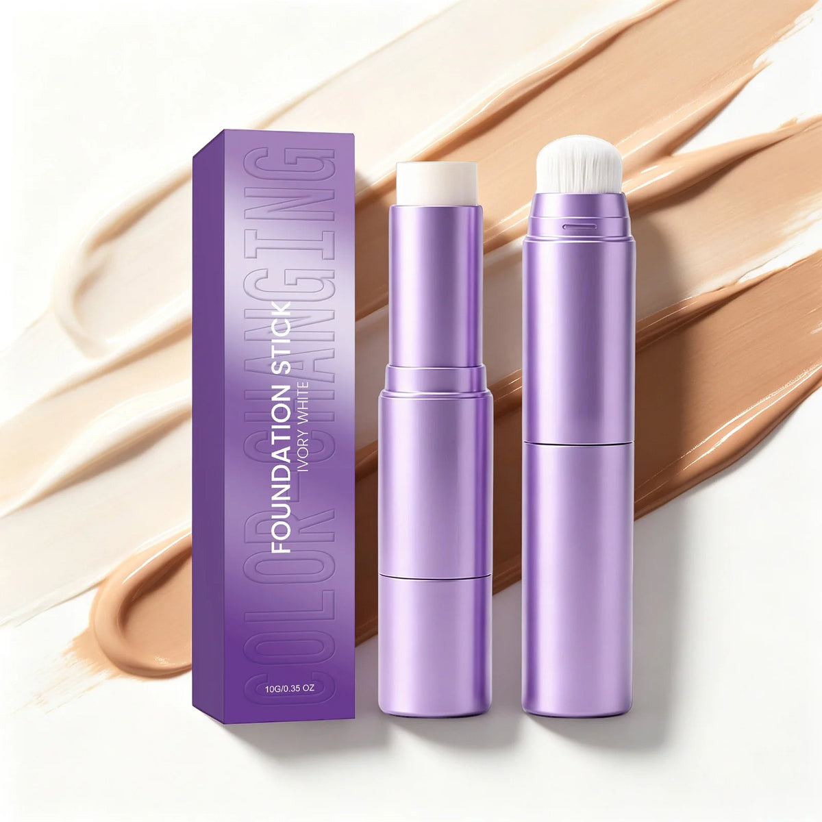 2 in 1 Color Changing Foundation Stick Waterproof Matte Full Cover Blemishes Pores Moisturizing Double-Headed Base Makeup Stick