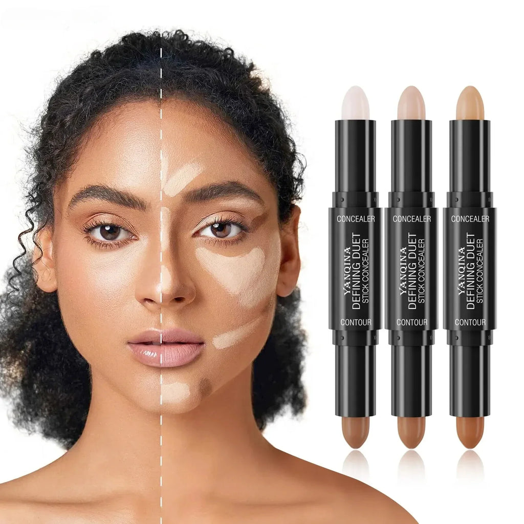 Double Head Contour Face Foundation Concealer Pen Long Lasting Dark Circles Corrector Contour Concealers Stick Cosmetic Makeup