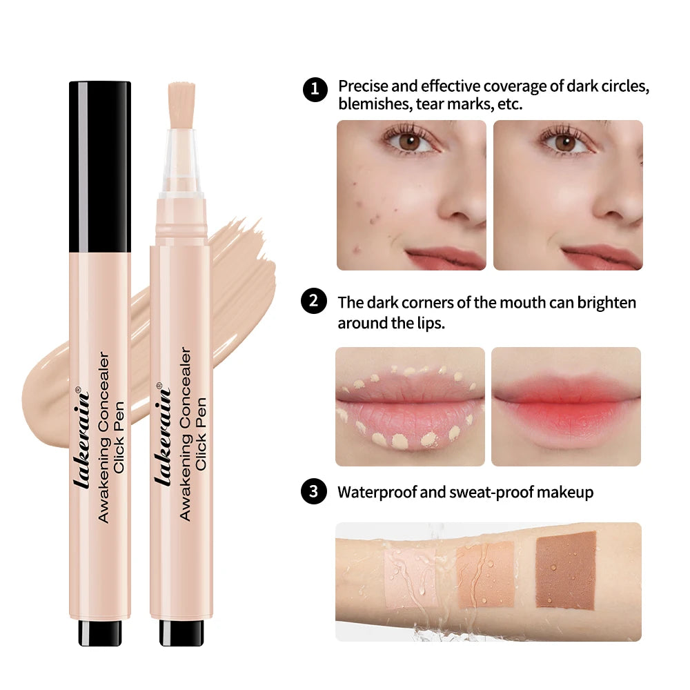 Lakerain Liquid Press Concealer Pen, 3 Shades, Waterproof