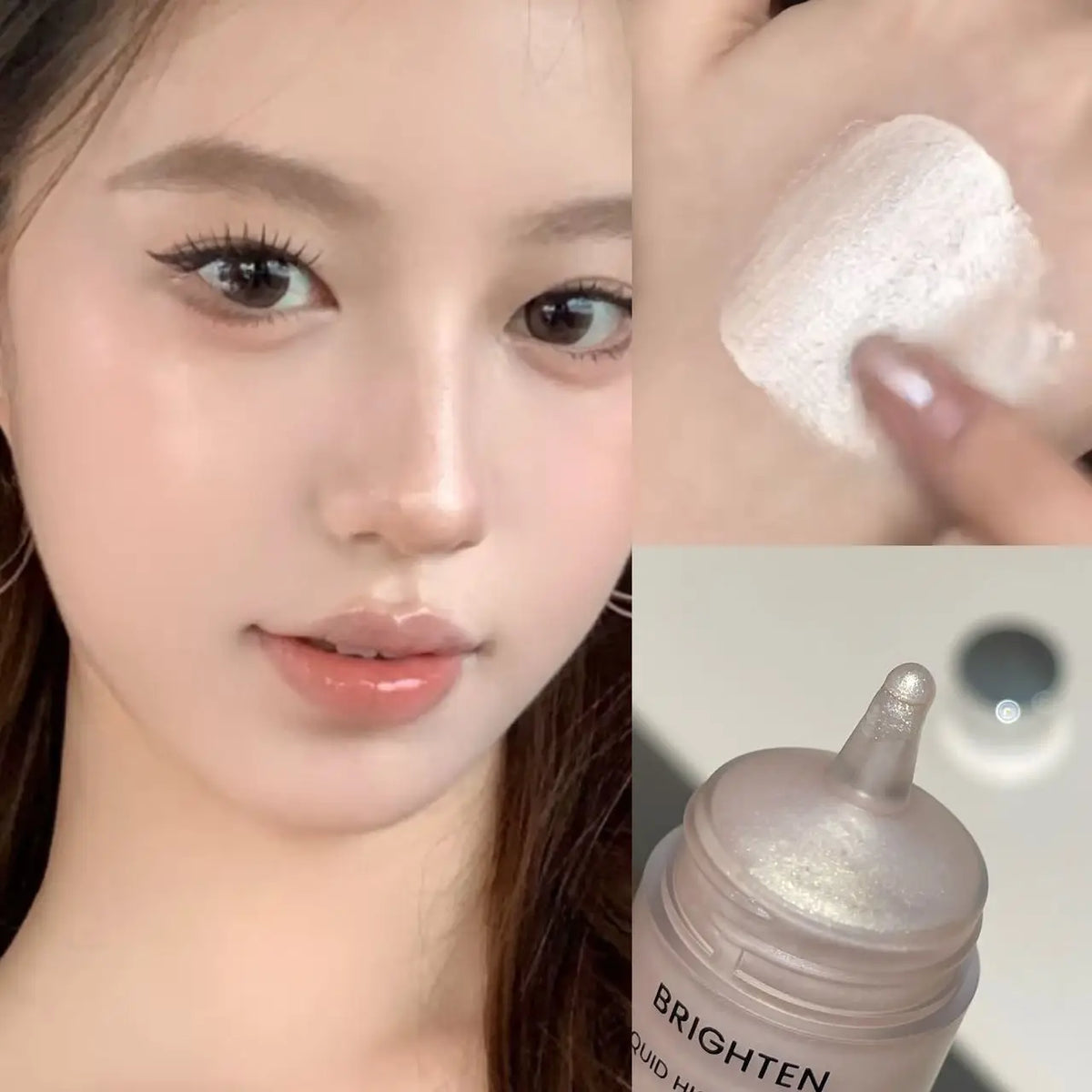 Herorange Shimmer Liquid Blush Highlighter, Dewy Watery Smooth Texture, Easy Blend Natural Brightening Daily Face Makeup