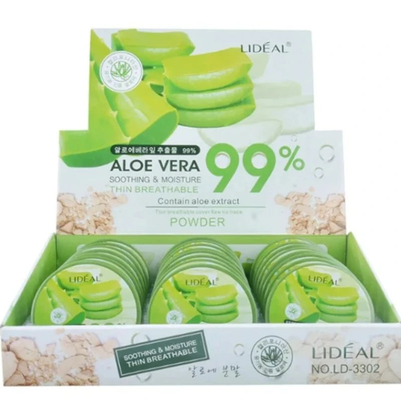 Aloe Vera Essence Pressed Powder Oil Control Long Lasting Matte Setting Face Makeup Cosmetic