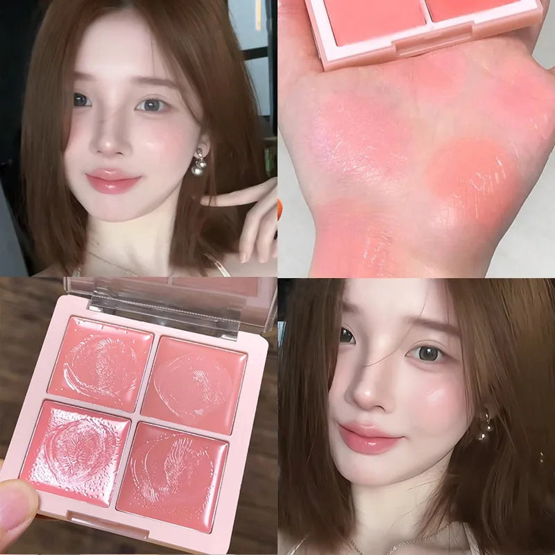 Cute Korean Girl 4Color Cream Pink Peach Water Light Blush Palette Long Lasting Easy To Color Multi-Use Lip Mud Cheek Tint Rouge - AliExpress 66
