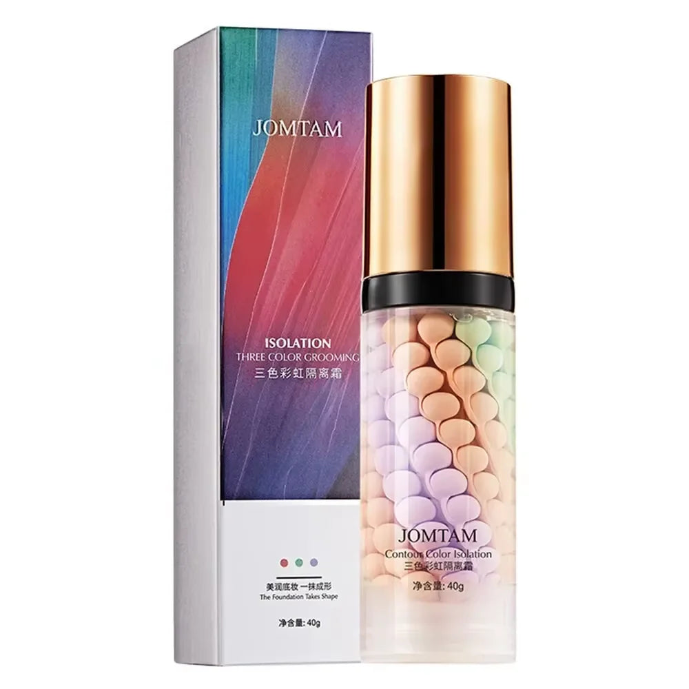 Face Makeup Primer Tri-color Cream Contour Color Isolation Waterproof Makeup Foundation Natural Makeup Base Cream 40g - AliExpress 66