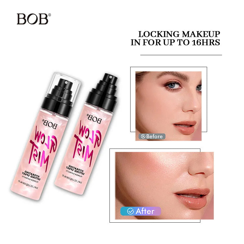 BOB Shimmer Setting Spray Hydrating Refreshing Non-Sticky Moisturizing Oil Control Long Lasting Makeup Fixer Cosmetics