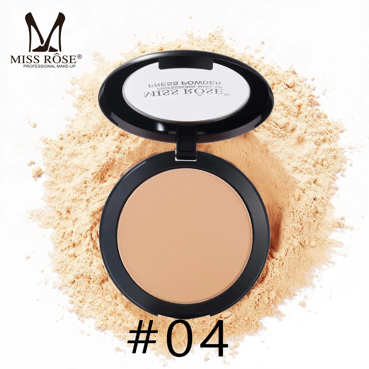 MISS ROSE Round Setting Powder with Puff Long-lasting Concealer Brightening Facial Makeup Daily Cosmetic for Natural Skin Finish