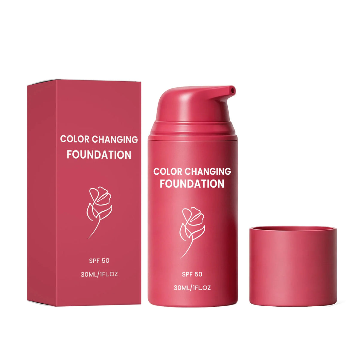 Color Changing Foundation SPF 50 Waterproof High Coverage Blemish Cover Concealer Invisible Pores Lightweight Primer Makeup Base