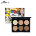 POPFEEL 6-Color Matte Contour Powder Nose Shadow Shading Brightening Setting Powder 3D Stereoscopic Face Makeup