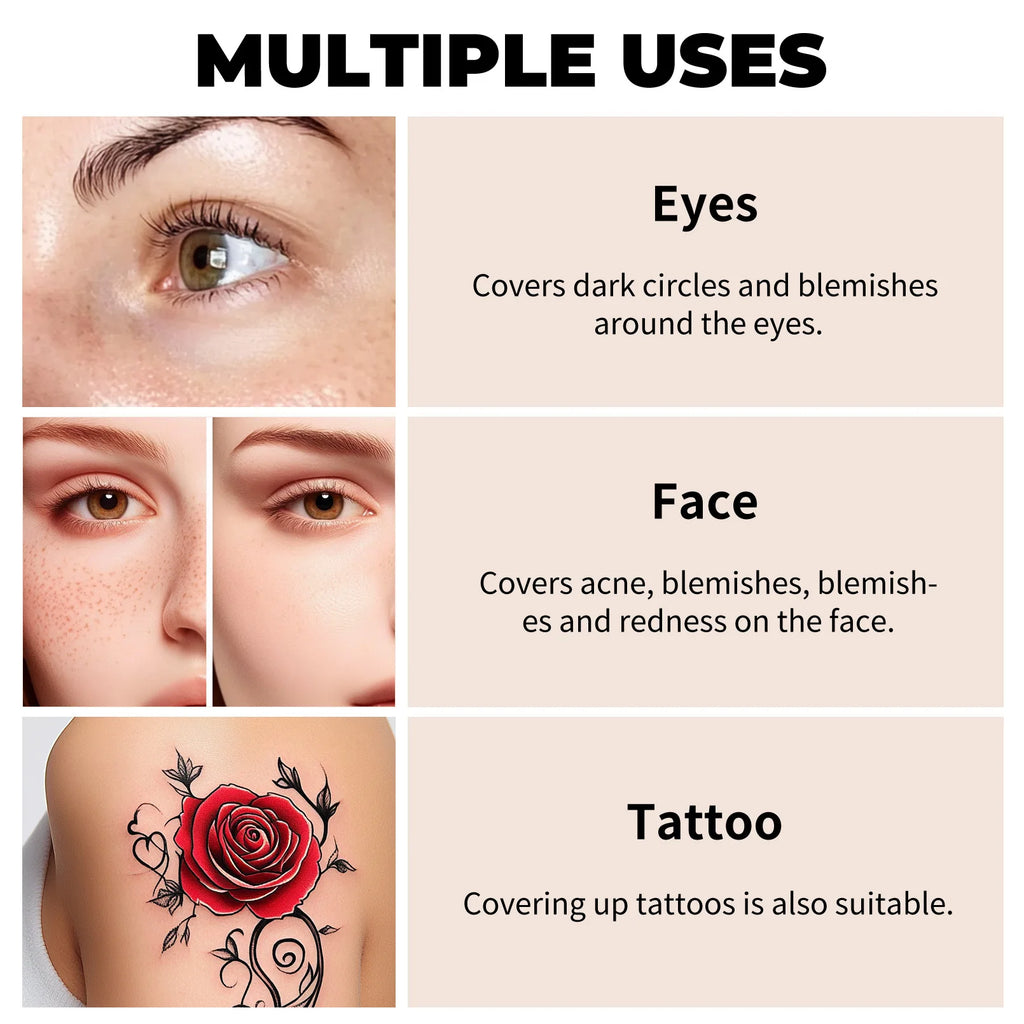 Waterproof Sweatproof Concealer Covers Dark Circles,Blemishes,Tattoos & Scars,Long Lasting Smudge Resistant - AliExpress 66