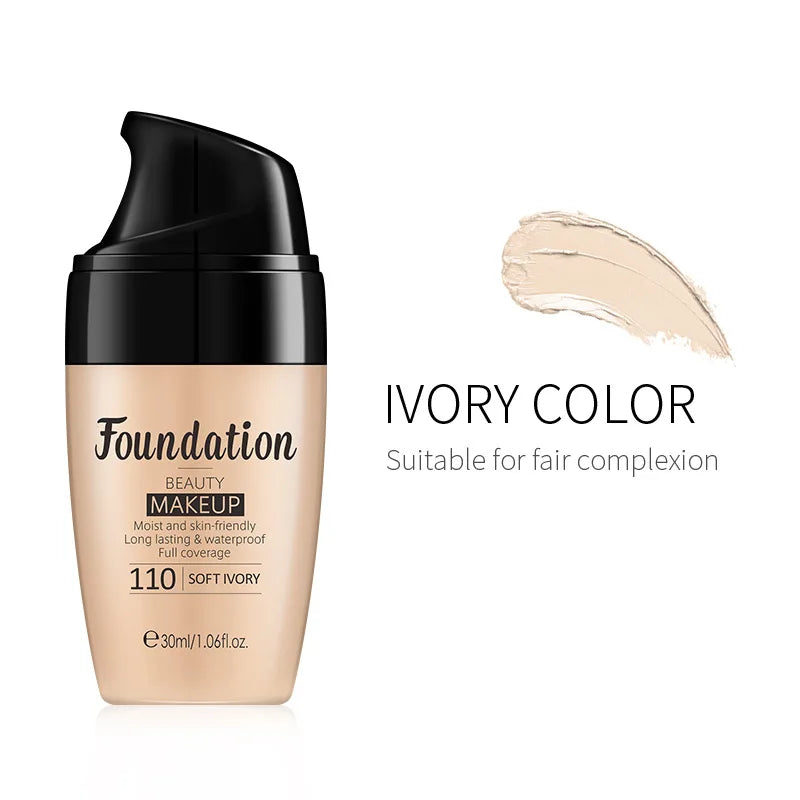 30ml Natural 3-Tone Moisturizing Concealer Full Coverage Pores Dark Circles Ivory Foundation with Easy-Use Pump Head Cosmetics - AliExpress 66
