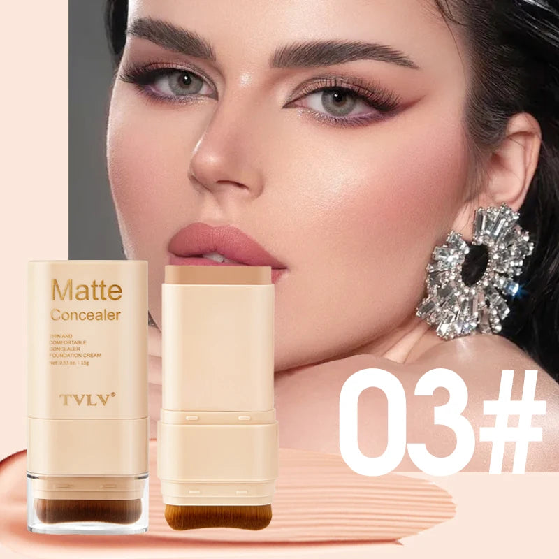 Concealing Foundation Stick Shades With Built-In Brush, Brighten Lightweight and Waterproof Formula Face Contour Stick Makeup