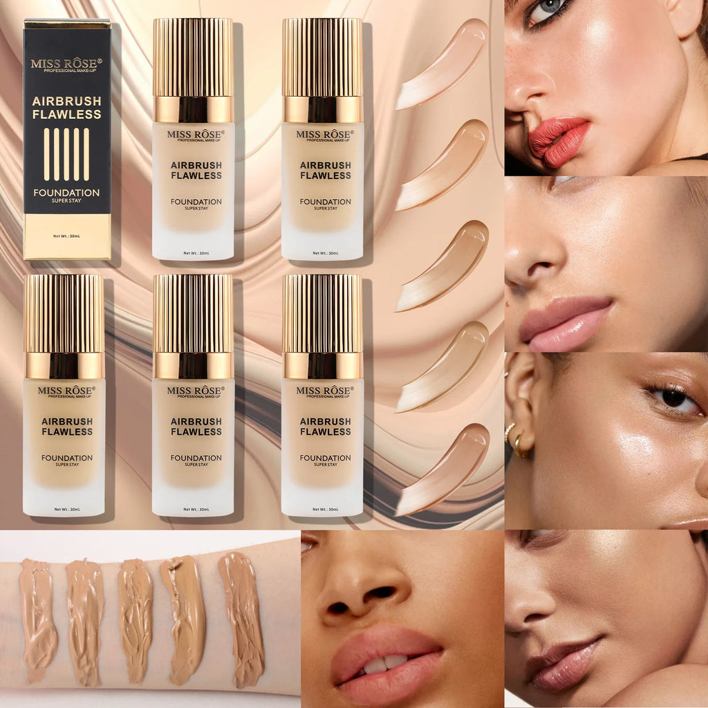 MISS ROSE Matte Full Coverage Concealer Foundation Cream Natural Hydrating Moisturizing Formula Long Lasting Oil Control Makeup
