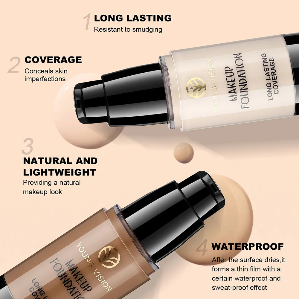 Long-Lasting Waterproof Liquid Foundation with Oil Control & Moisturizing, High Coverage Sweat-Resistant Concealer for Women, - AliExpress 66