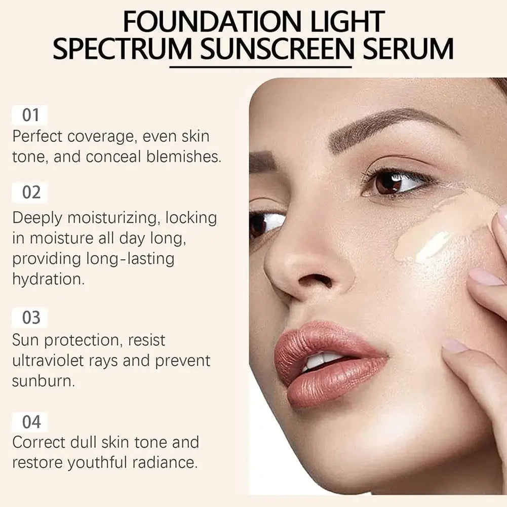 4-in-1 Foundation Liquid Makeup 4 In 1 Foundation Light Spectrum Sunscreen Serum Liquid Hydrating Full Coverage Concealer SPF 50 - AliExpress 66
