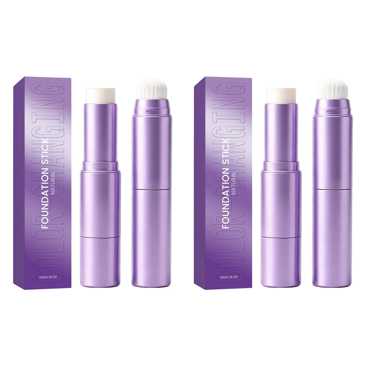 2 in 1 Color Changing Foundation Stick Waterproof Matte Full Cover Blemishes Pores Moisturizing Double-Headed Base Makeup Stick