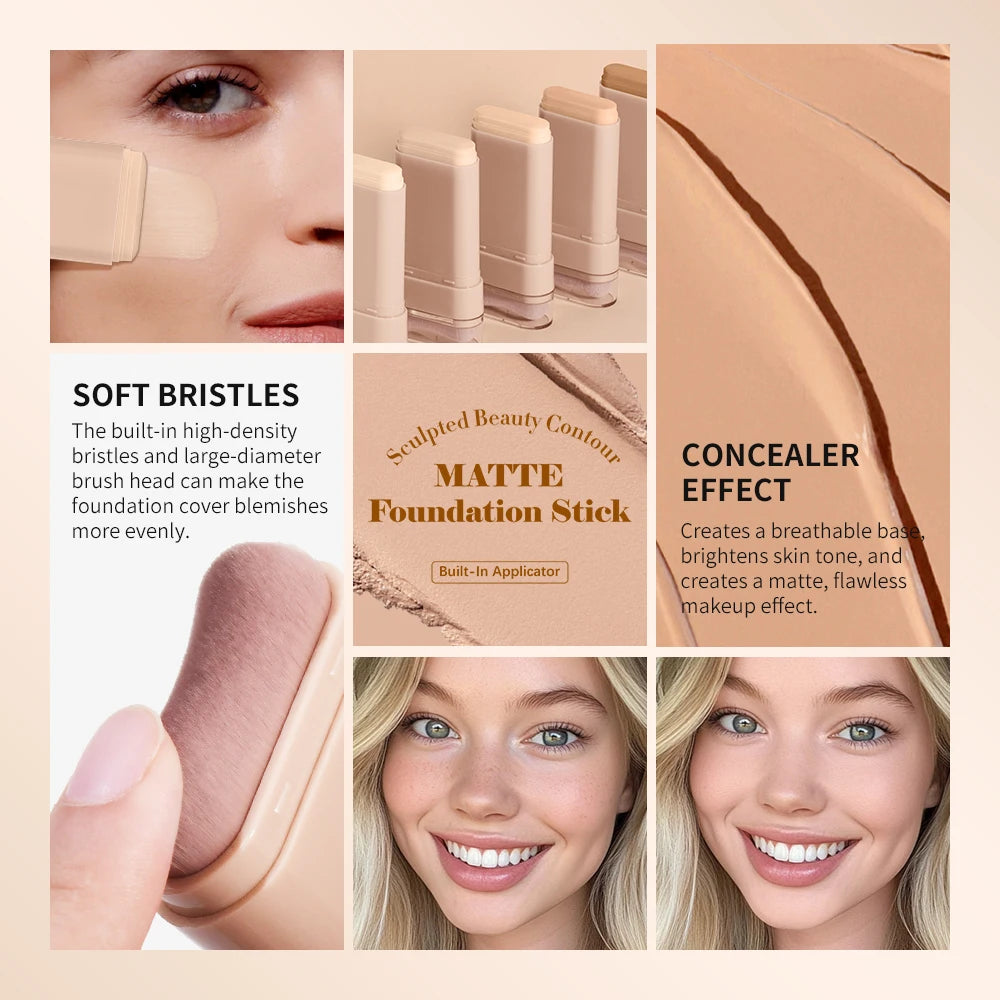 Lakerain Matte Foundation Stick Powerful Coverage Brighten Skin Tone Not Easy Melt Lightweight Smooth Texture Foundation Stick - AliExpress 66