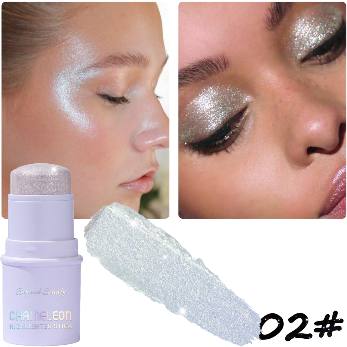 Chameleon Holographic Glitter Shimmer Stick,Makeup for Face and Body,Color Changing Under Light,Long Lasting Highly Pigmented - AliExpress 66