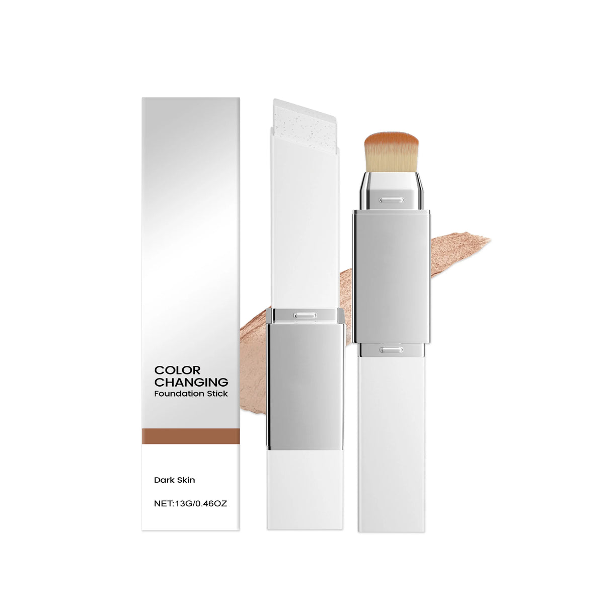 2 In 1 Color Changing Foundation Stick Matte Sheer Lightweight Cream Texture High Coverage Detachable Brush Natural Makeup Base