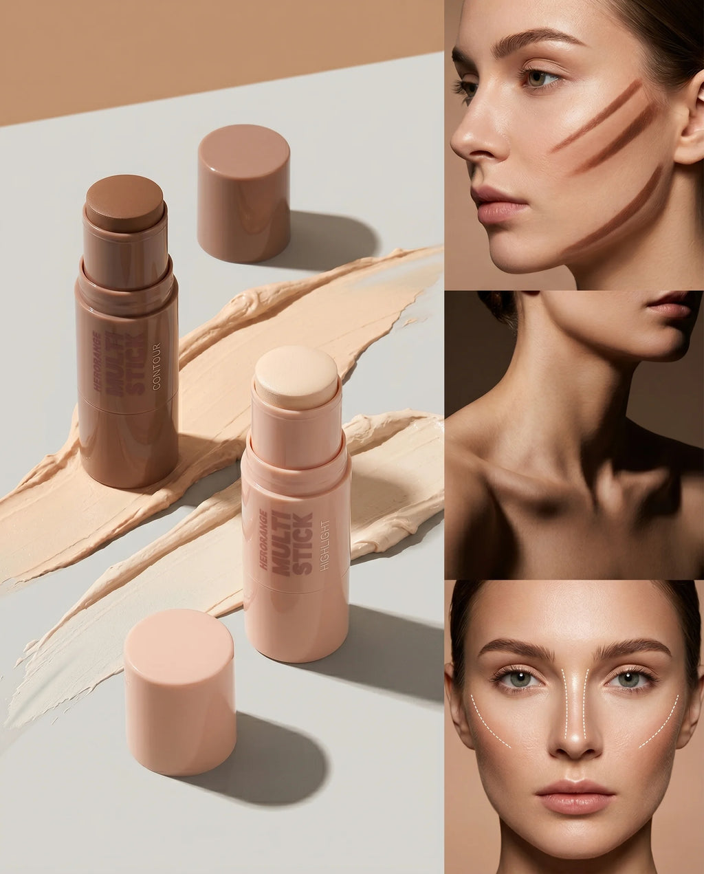 Herorange Dual Tip Face Sculpting Stick Natural Shading Highlight Create Slim V Face Beginner Daily Cosmetic