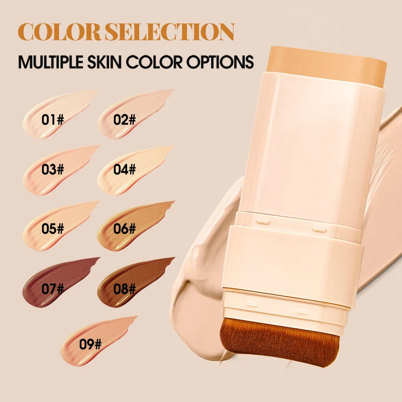 Concealing Foundation Stick Shades With Built-In Brush, Brighten Lightweight and Waterproof Formula Face Contour Stick Makeup