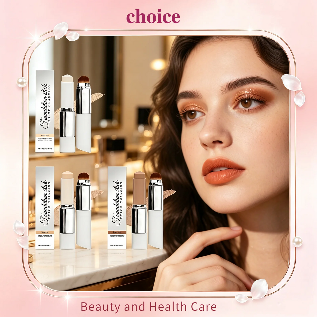 Korean Dual Head Color Changing Foundation Stick 2-in-1 Lightweight High Coverage All Skin Types Portable Foundation Concealer