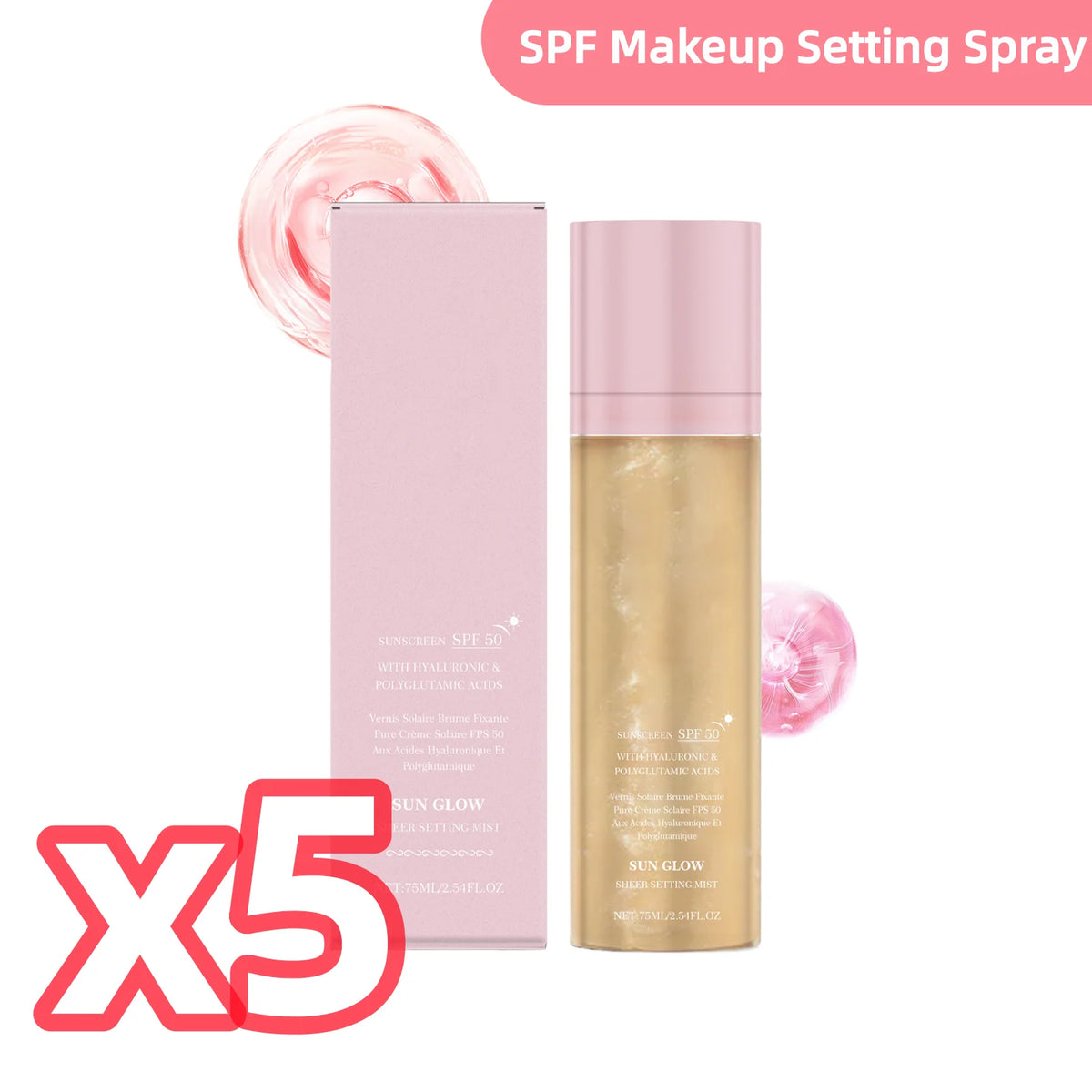 SPF Makeup Setting Spray Long Lasting Glow Finish Waterproof Makeup-Friendly Sunscreen Hydrating Fixer Spray For Pre Makeup Use