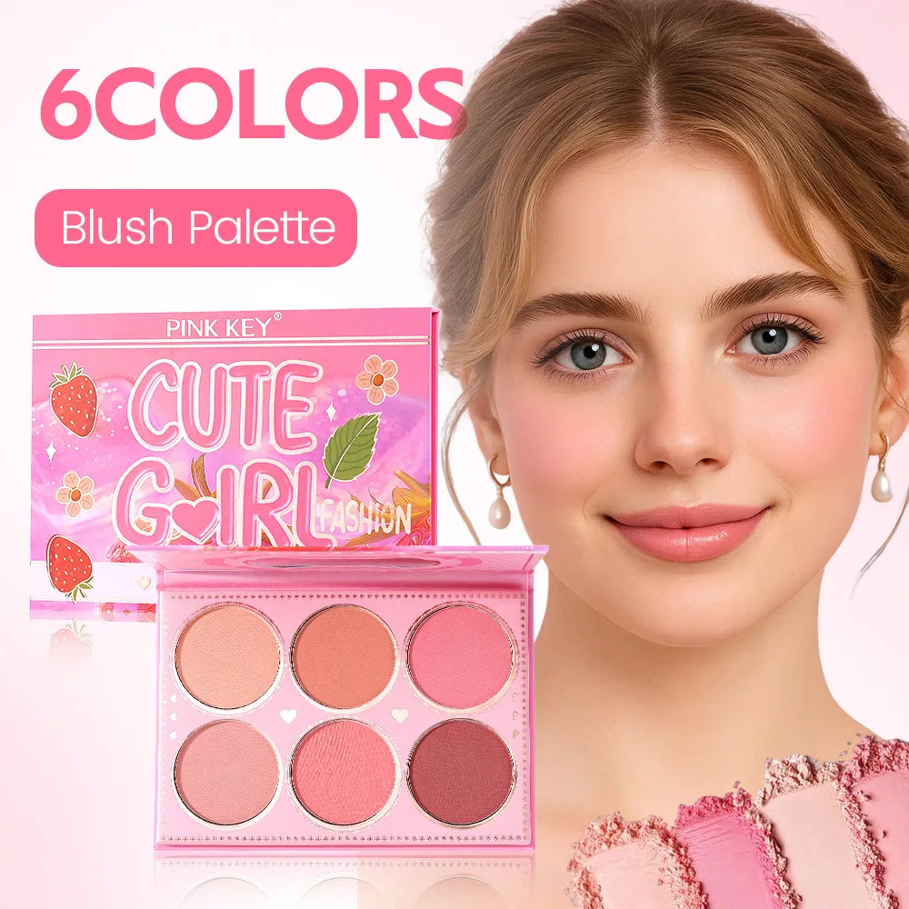 6 Colors Matte Blush Palette Natural Nude Expanding Tone Blusher Tray Brighten Complexion Blendable Powder Makeup Cosmetic Set