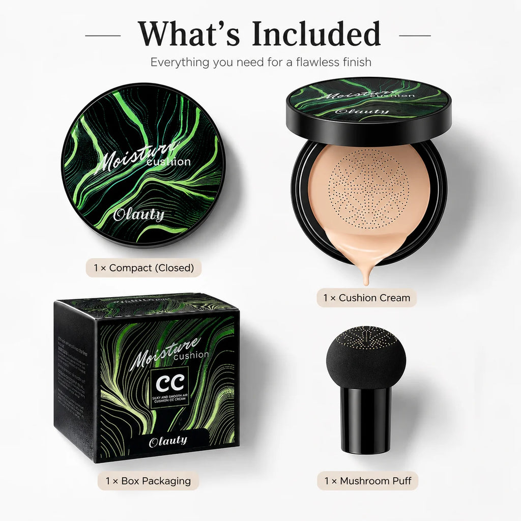 Moisture CC Cushion Foundation with Mushroom Sponge Long Lasting Hydrating Lightweight Flawless Coverage BB Air Cushion Makeup - AliExpress 66