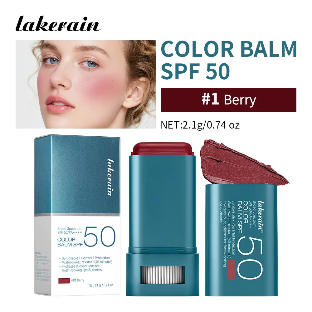 Sunscreen SPF 50 Blush Stick Long-Lasting Waterproof Tinted Blush for Glowing Cheeks Sun Protection & Natural Flush Face Makeup
