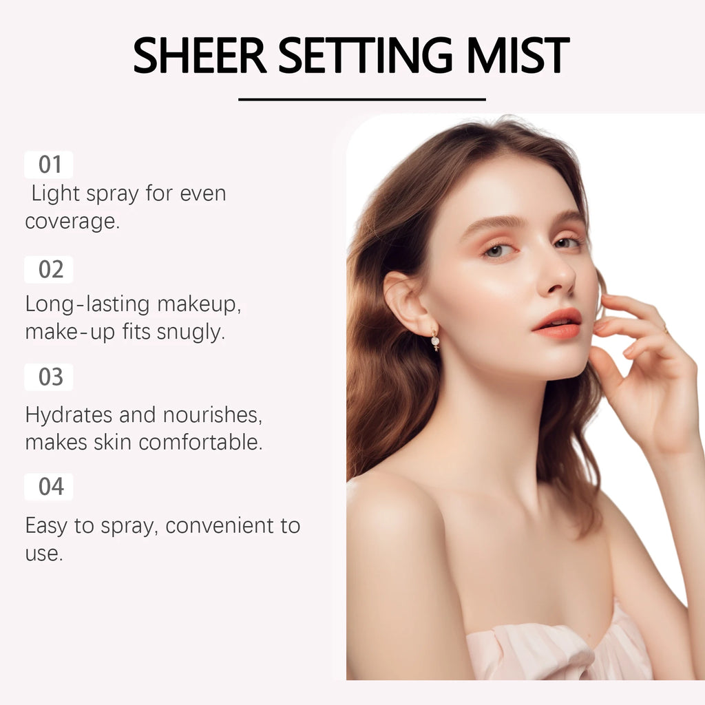 SPF Makeup Setting Spray Hydrating Glow Finish Waterproof Lightweight Non Greasy Lasting Makeup-Friendly Sunscreen Setting Mist