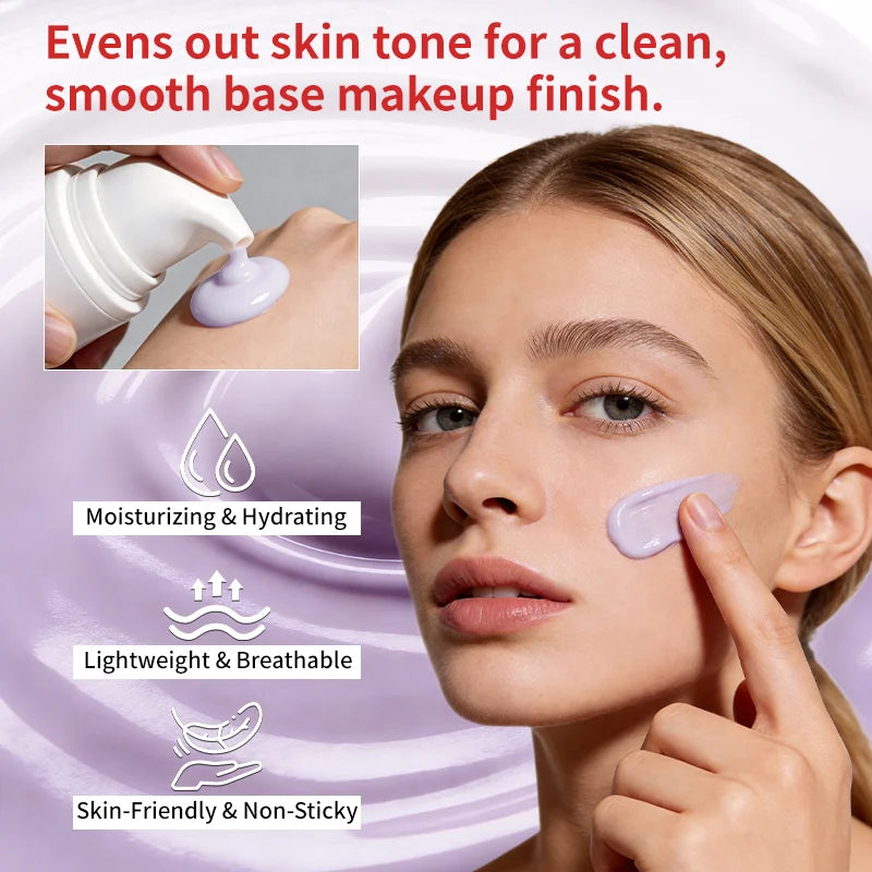 Light Purple Tinted Sunscreen SPF 50 Face BB Cream Foundation - Glass Skin Glow Waterproof & Sweatproof High UVA/UVB Protection