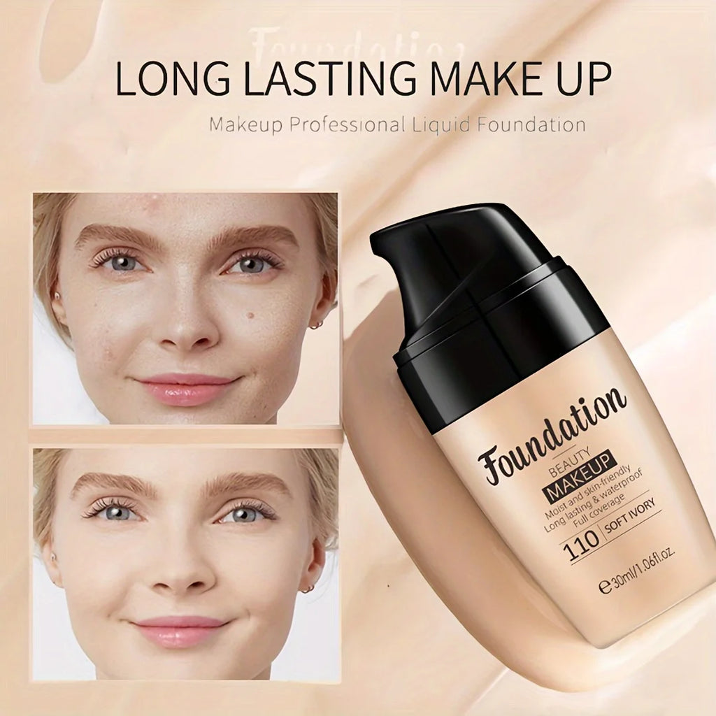 30ml Natural 3-Tone Moisturizing Concealer Full Coverage Pores Dark Circles Ivory Foundation with Easy-Use Pump Head Cosmetics - AliExpress 66
