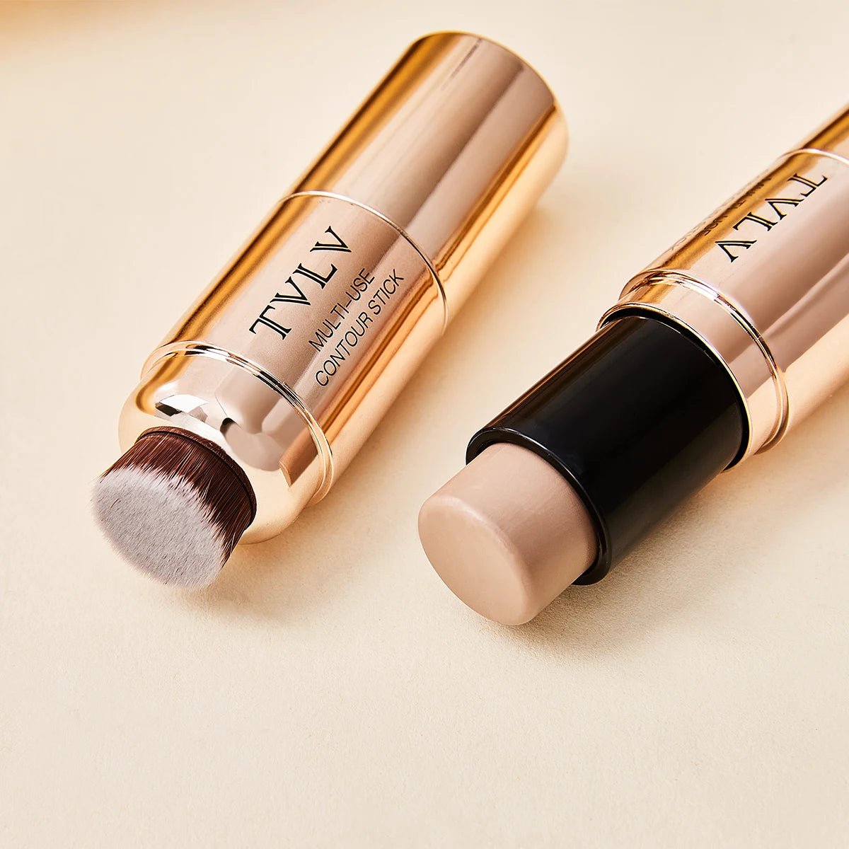 2-in-1 Contour Stick with Built-in Brush Waterproof Long Lasting Natural Face Shaping Bronzer Makeup