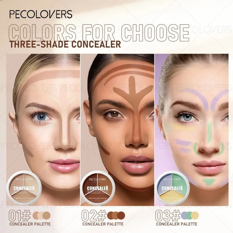 Three-color Facial Concealer, Covering Facial Blemishes and Spots, Waterproof, Long-lasting and Natural, Facial Cosmetics - AliExpress 66