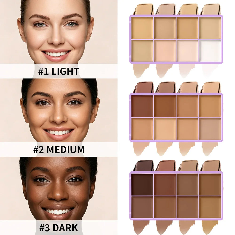 8 Shade Fade Palette Soft Matte Texture Cover Dark Circles, Redness, Skin Blemishes Waterproof Sweatproof Long-wearing Concealer - AliExpress