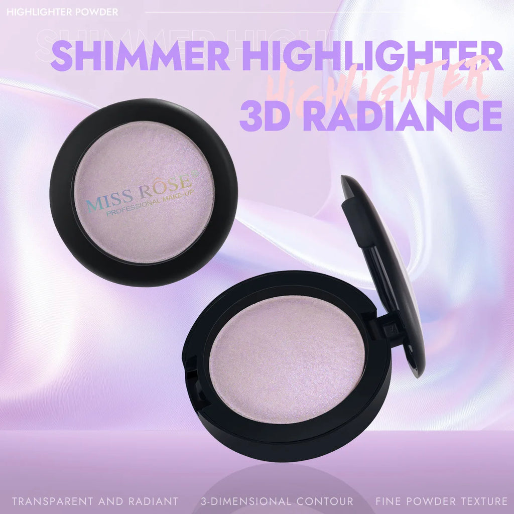 MISS ROSE Round Creamy Highlight Contour Palette, Skin-friendly Shiny Effect, Face Contour Modification Daily Makeup Cosmetic