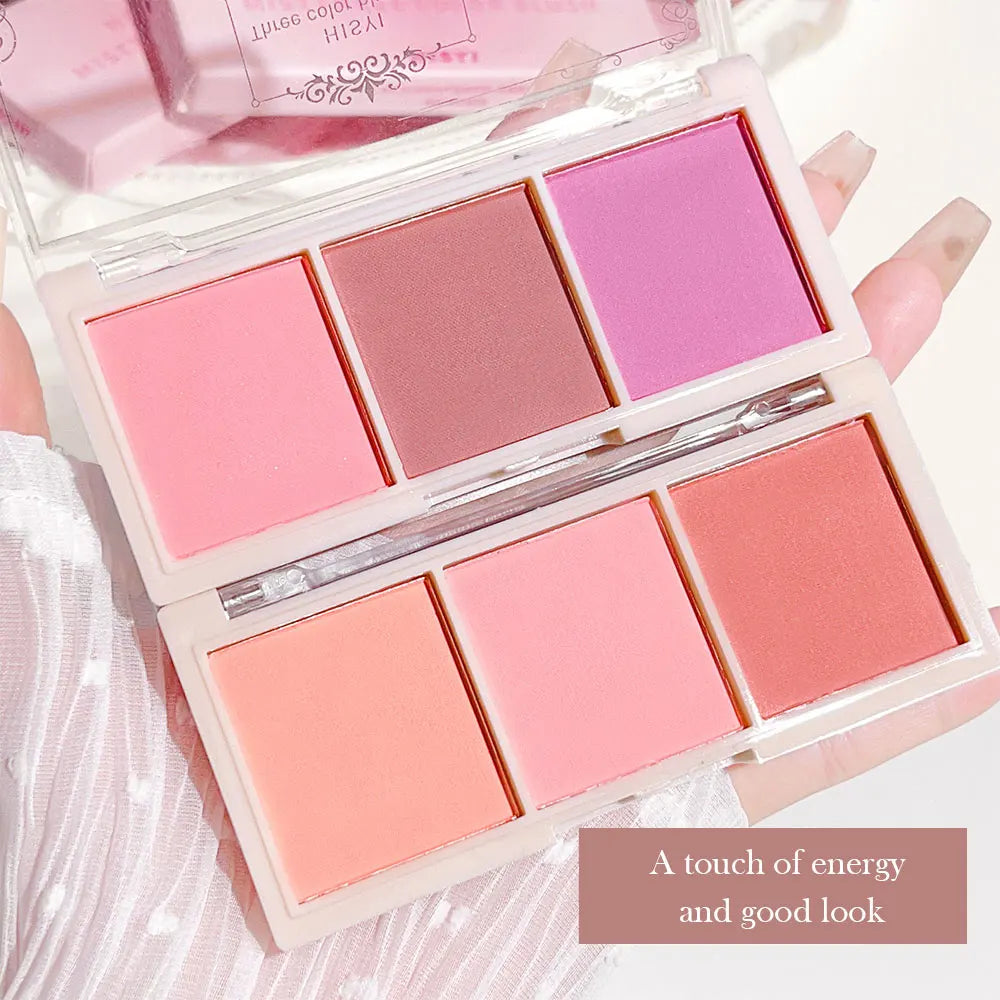 HISYI three-color blush matte natural nude makeup brightens the appearance and brightens the color. Three-color blush plate - AliExpress 66