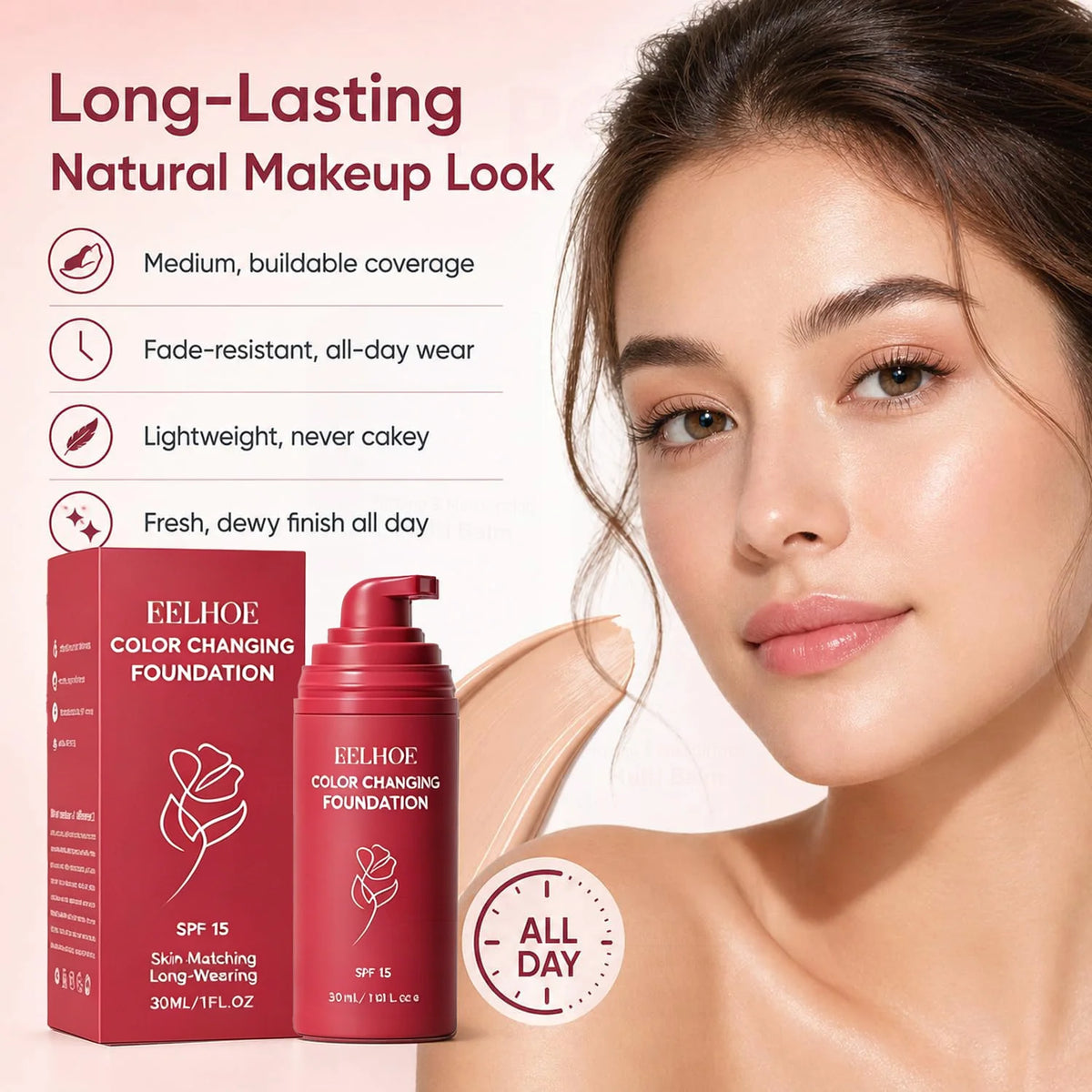 Korean Color Changing Foundation for Mature Skin SPF 15 Hydrating Liquid Concealer for Fine Lines & Wrinkles Dewy Natural Finish - AliExpress 66