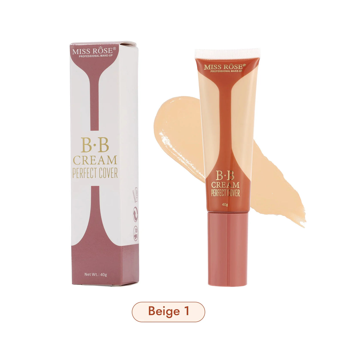 MISS ROSE 40ml Liquid Foundation Concealer Cream Moisturizing Brightening Skin Tone Lightweight Hydrating Daily Face Makeup Base