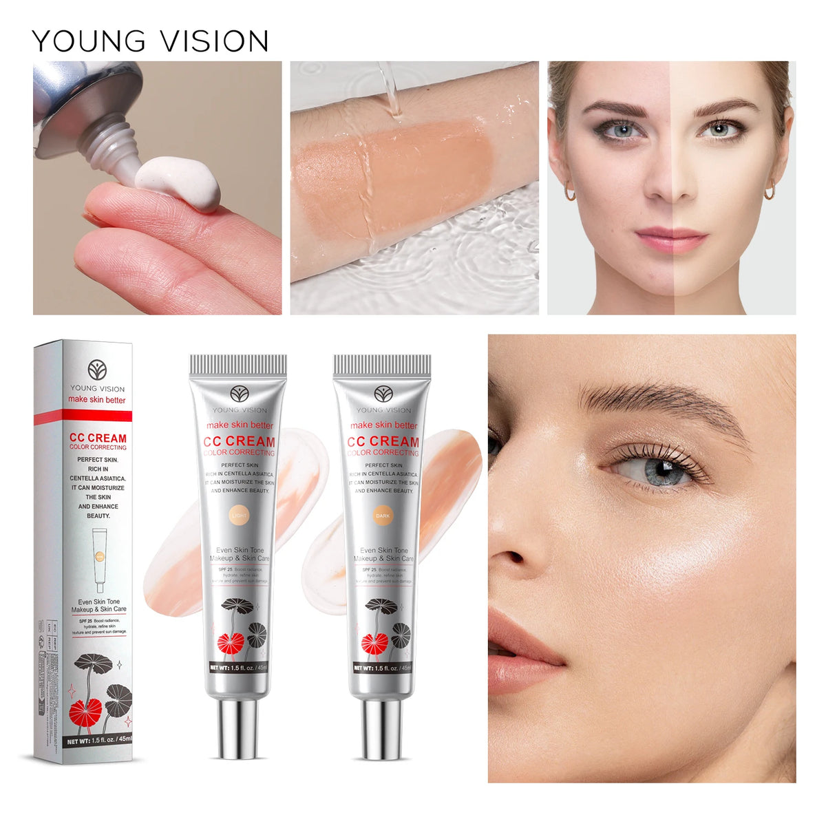 YOUNG VISION 2-Color Light Delicate Repair Color Change Isolation CC Cream Watery Thin Natural Nude Sunscreen Concealer Liquid - AliExpress 66