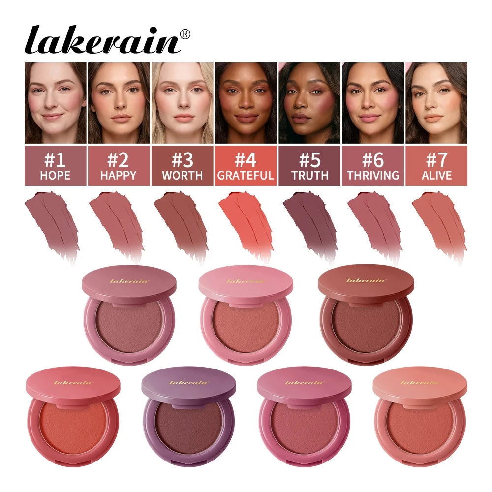 Lakerain Soft Poke Matte Blush Long Lasting Luminosity Fresh Silky-smooth Skin Finish Moisturizing Natural Matte Bouncy Blusher