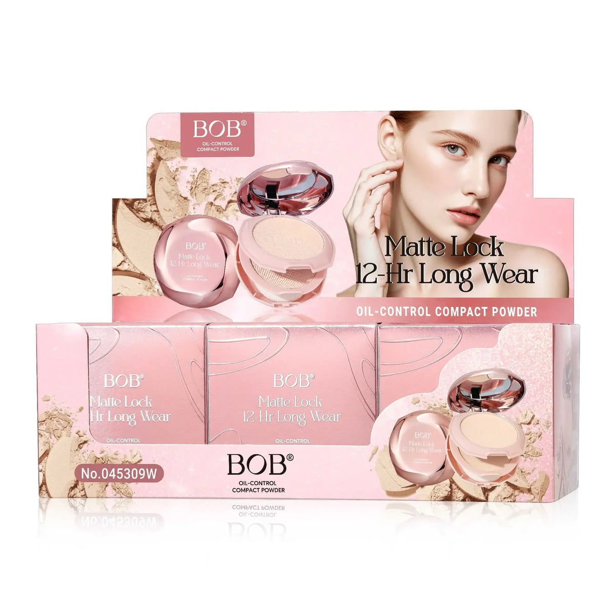 BOB Long Wear Matte Pressed Powder Oil Control Concealer Brightening Portable Touch Up Dual Layer Powder