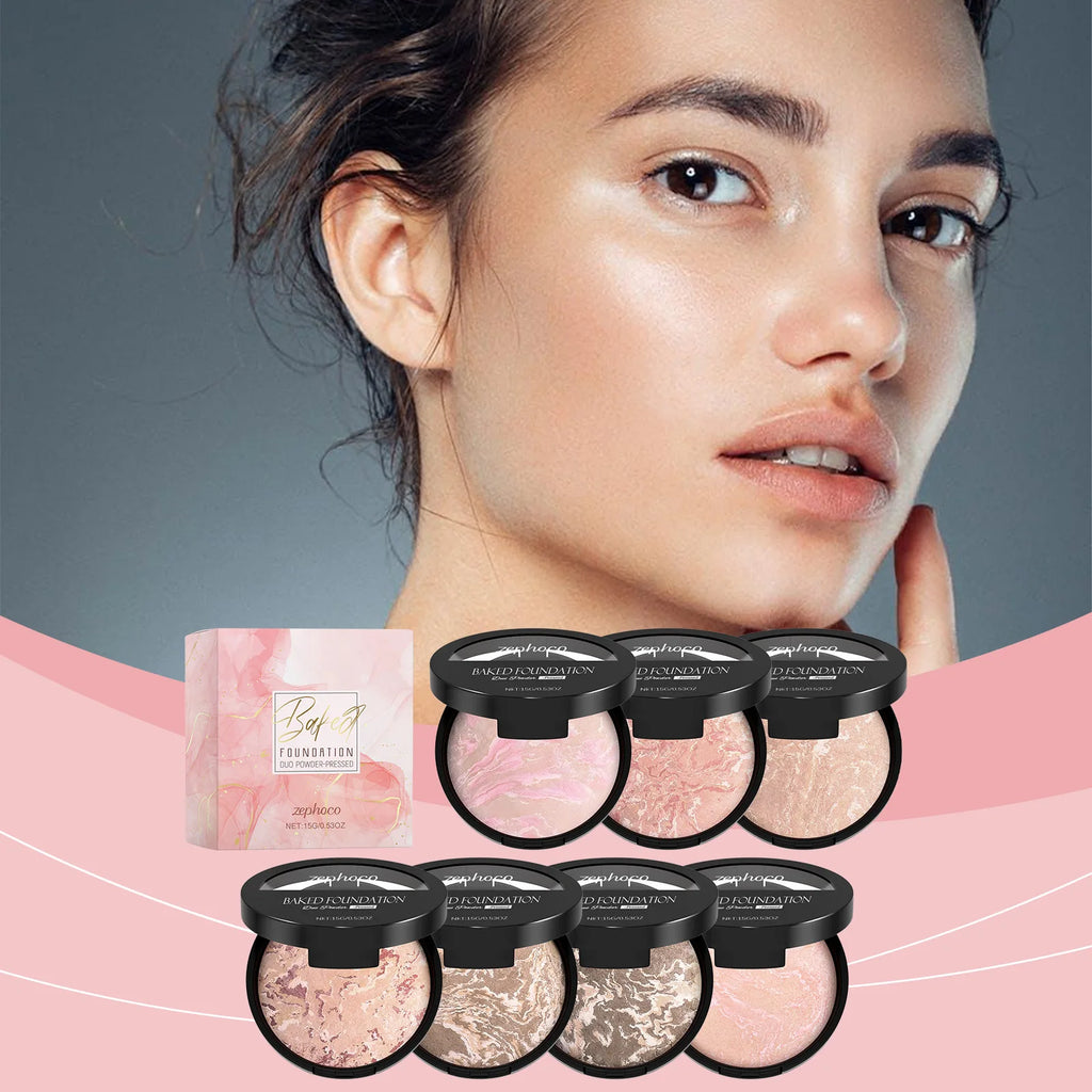 Matte Powder Foundation Natural Finish Baked Brighten Color Correct Long Lasting Oil Control Translucent Setting Powder Makeup - AliExpress 66