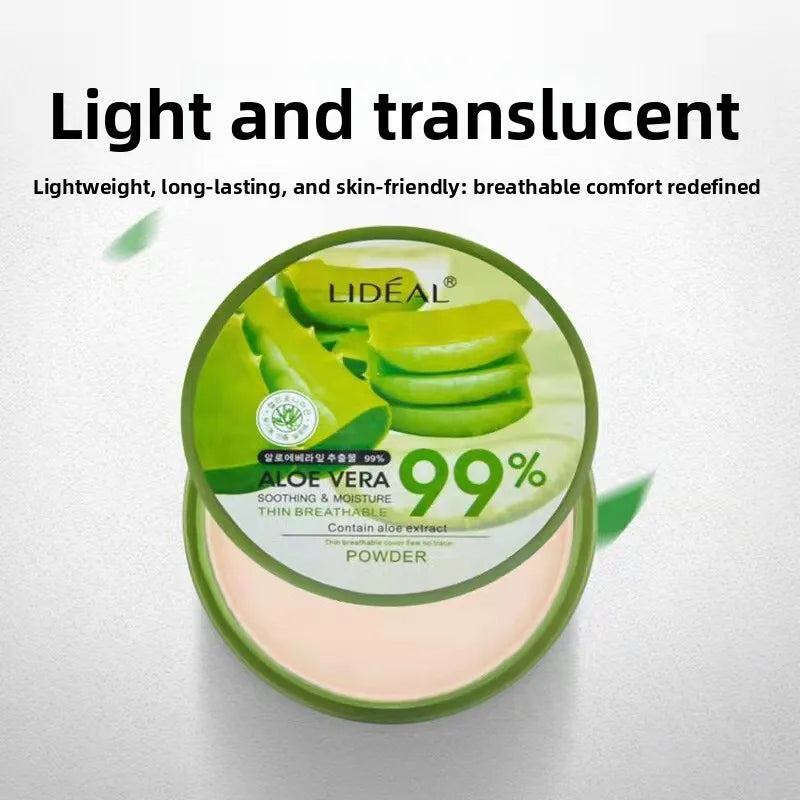 Aloe Essence Powder Compact, Lightweight Breathable Setting Powder Oil Control Concealer Long Lasting Matte Face Makeup Cosmetic