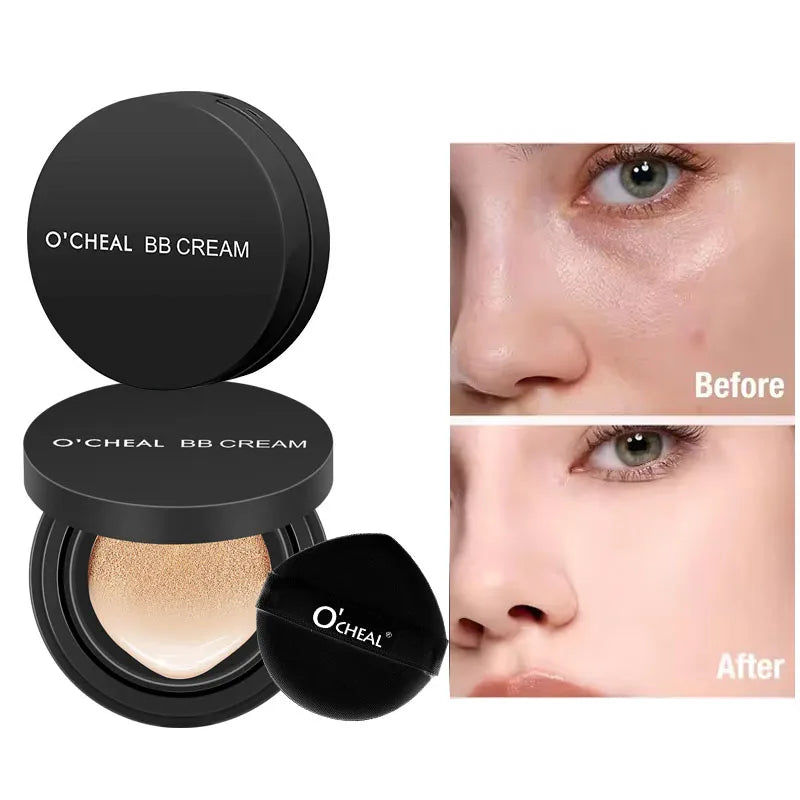 OCHEAL BB Cream Air Cushion Full Coverage Waterproof Long-lasting Concealer Cushion Compact Face Makeup Foundation CC Cream