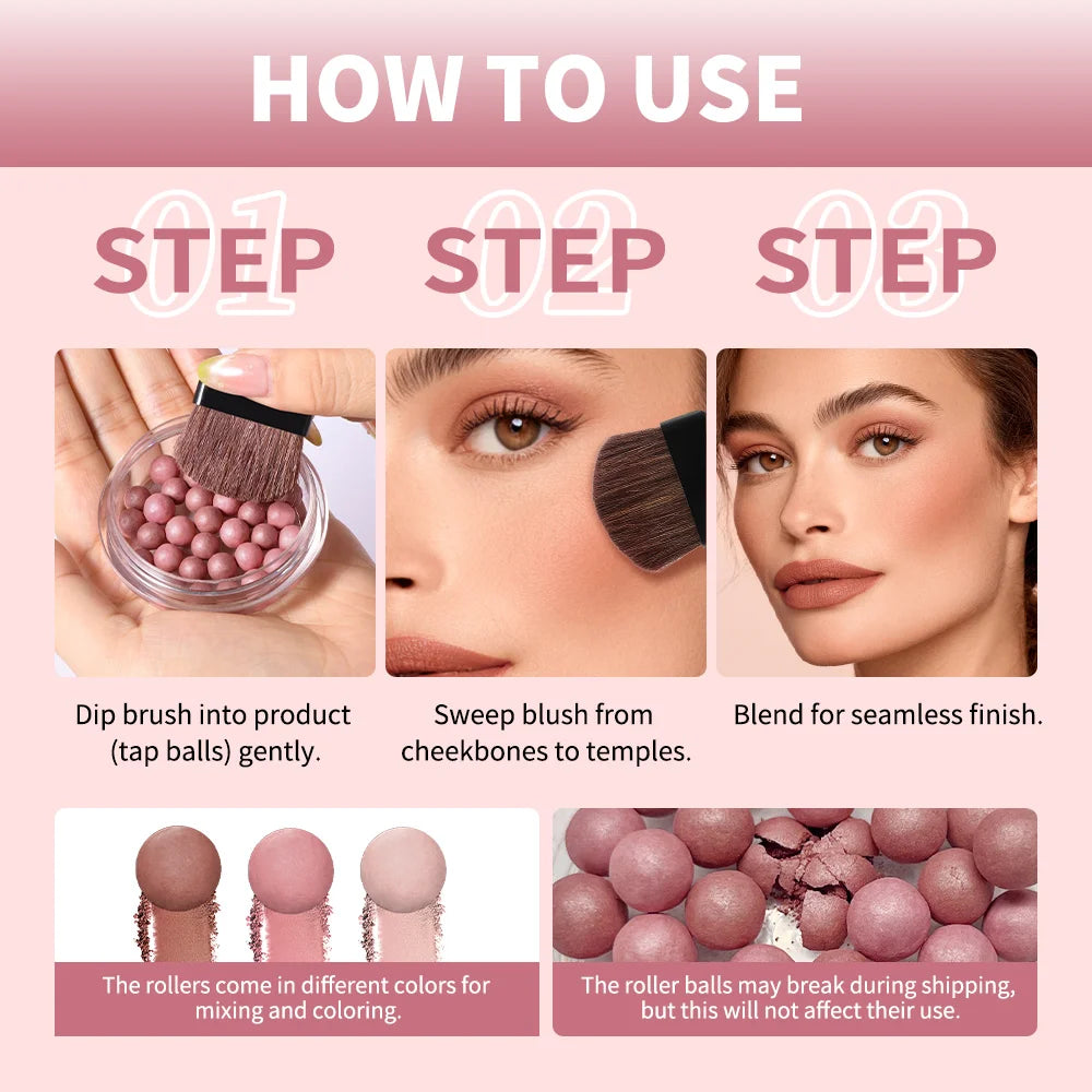 lakerain Spherical Blush Roll-on Natural Shimmer 6 Colors