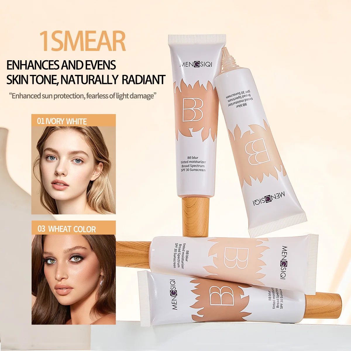SPF30 BB Cream Base Makeup, Covering Defects, Spots on the Face, Black Eye Circles, Oil Control, Natural Summer Makeup