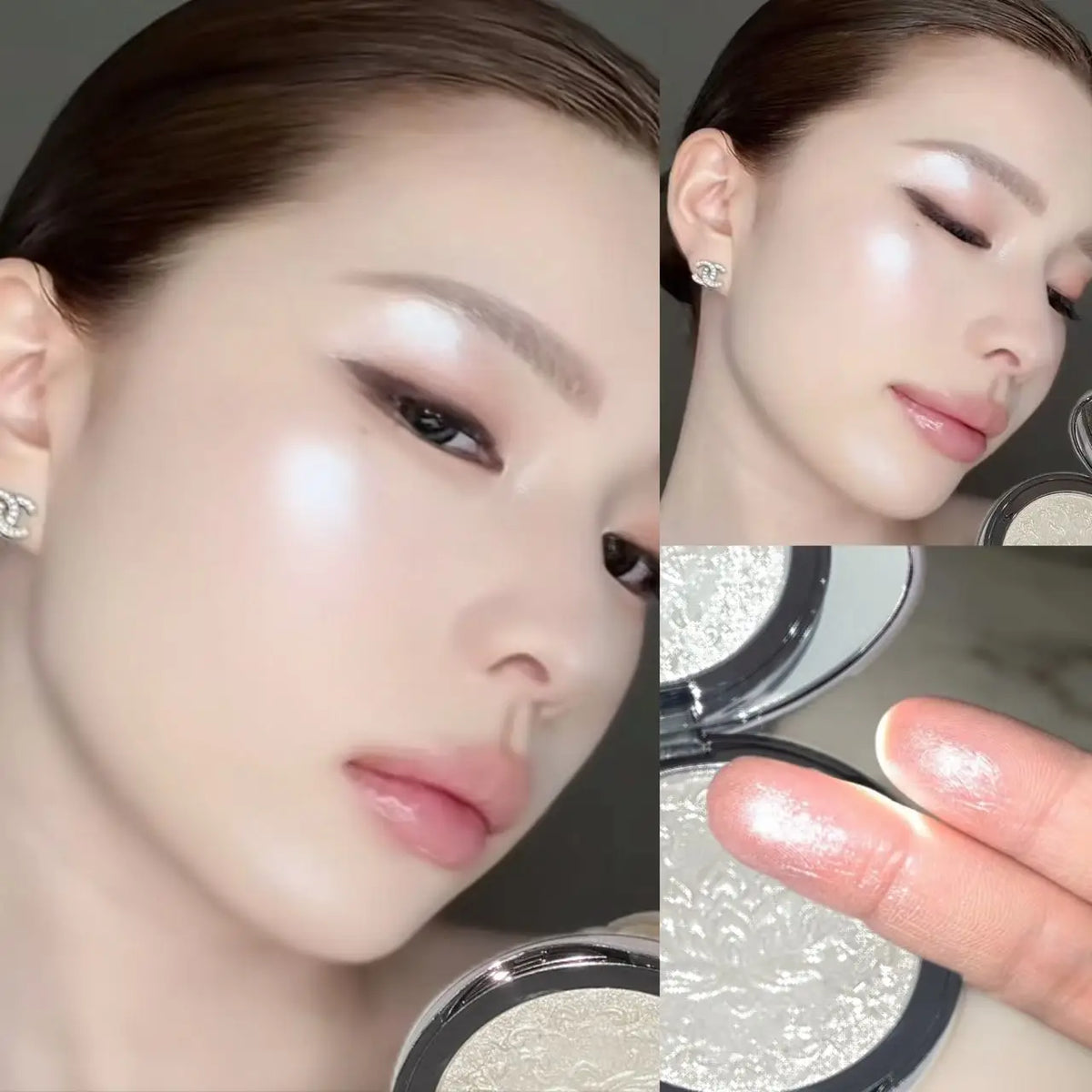 Glitter Highlighter Eyeshadow Palette Powder Natural Longlasting Contour Sparkling Diamond Shimmer Face and Body Brighten Makeup