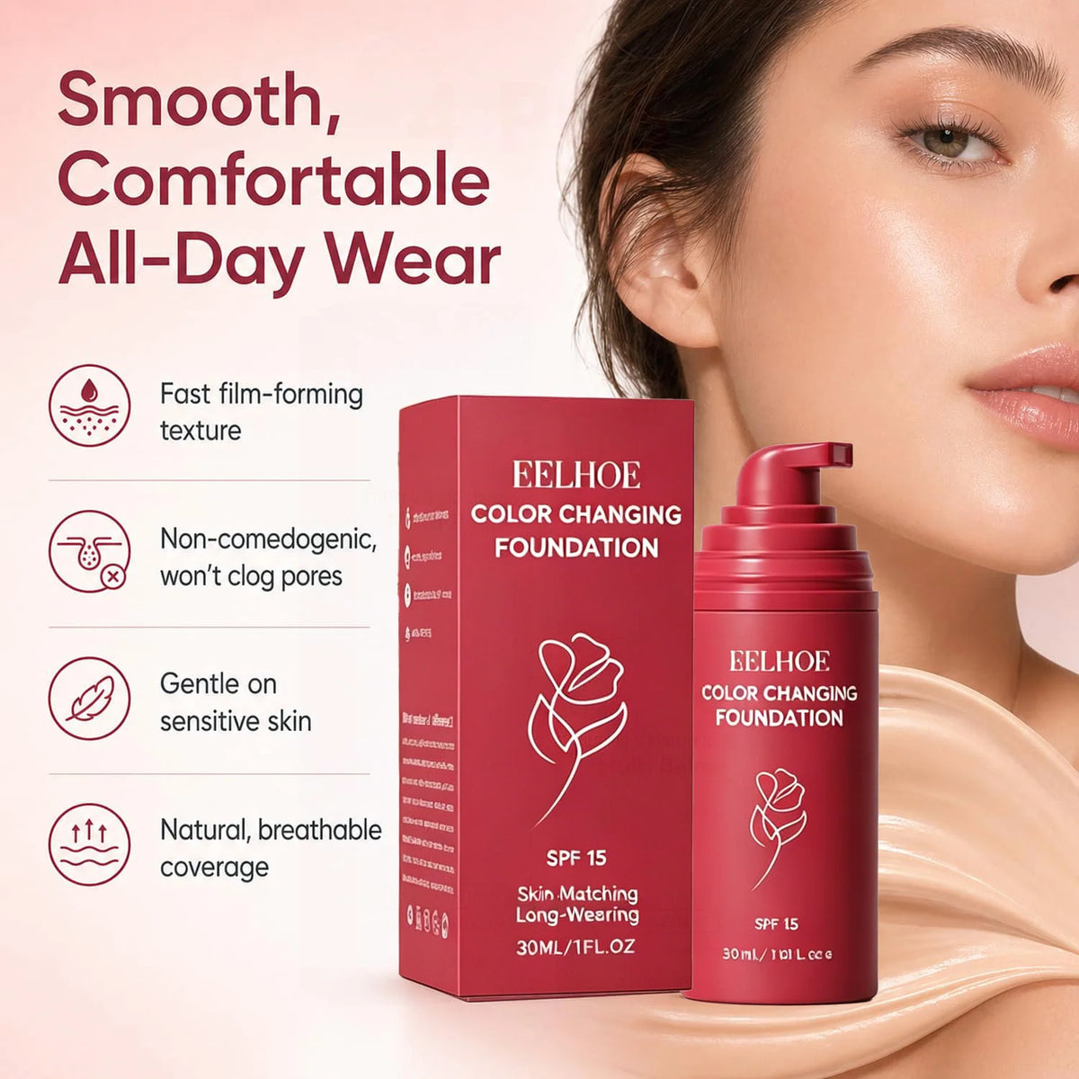 Korean Color Changing Foundation for Mature Skin SPF 15 Hydrating Liquid Concealer for Fine Lines & Wrinkles Dewy Natural Finish - AliExpress 66