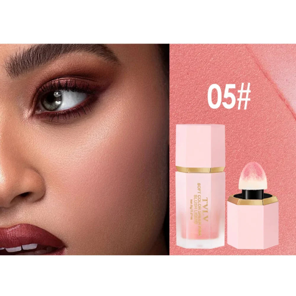 TVLV Water Light 6 Colours Velvet Liquid Blush Sponge Head Blusher Natural Lasting Brighten Facial Contour Blush Tint Makeup
